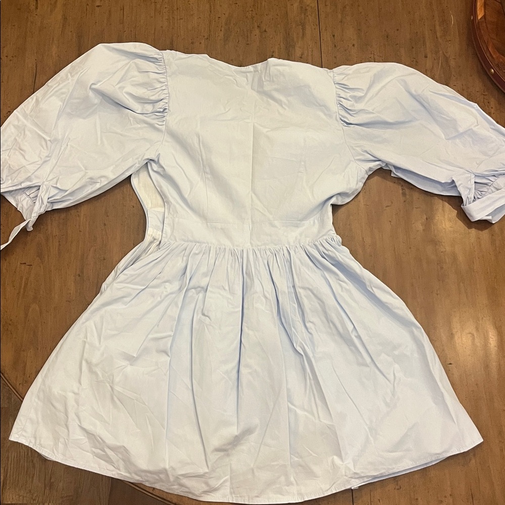 Showpo Light Blue Puff Sleeve Kids Dress - Picture 4 of 4
